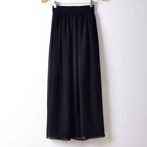 New Black Chiffon Maxi Skirt